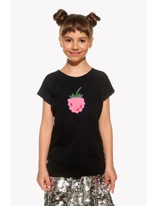Piskacie Dievčenské tričko s malinou, farba čierna, veľkosť 92