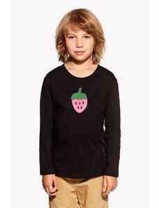 Piskacie Chlapčenské tričko s jahodou, farba čierna, veľkosť 92