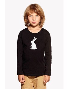 Piskacie Chlapčenské tričko so zajacom, farba čierna, veľkosť 86