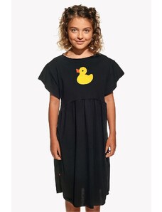 Piskacie Dievčenské šaty s kačičkou, farba čierna, veľkosť 104