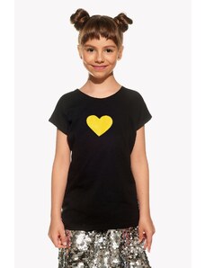 Piskacie Dievčenské tričko so srdiečkom, farba čierna, veľkosť 122