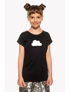 Piskacie Dievčenské tričko s oblakom, farba čierna, veľkosť 86