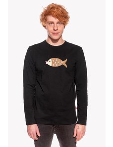 Piskacie Pánske tričko s rybkou, farba čierna, veľkosť xs