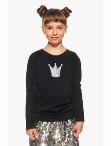 Piskacie Dievčenské tričko s korunkou, farba čierna, veľkosť 146