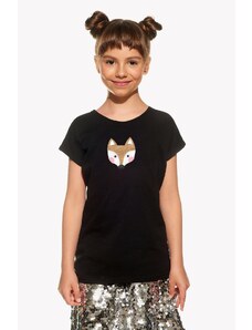 Piskacie Dievčenské tričko s líškou, farba čierna, veľkosť 86