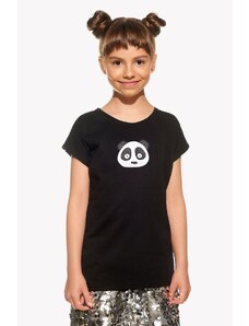 Piskacie Dievčenské tričko s pandou, farba čierna, veľkosť 116