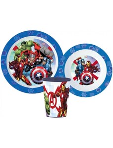 Stor Sada plastového riadu Avengers - MARVEL - s kelímkom - 3 dielna súprava