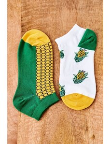 Kesi Unpaired socks with corn white-green