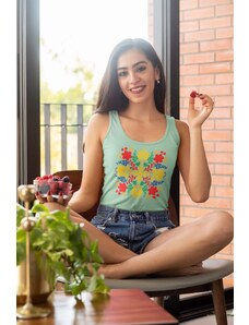 MMO Dámske tielko Farebný folklór Vyberte farbu: Mätová, Vyberte veľkosť: XS