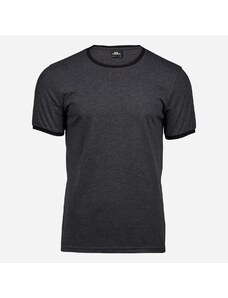 Tee Jays Čierne melírované tričko Ringer