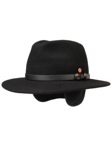 Cestovný nekrčivý vodeodolný čierny klobúk Mayser - Earflap Georgia Traveller (s ušnými klapkami)
