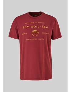 s.Oliver pánské triko s krátkým rukávem a nápisem SKY vínové