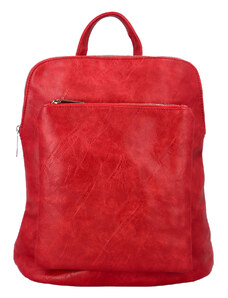 MaxFly Priestranný koženkový batoh Karolín, červený červená