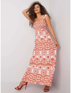 Fashionhunters Long, white and orange patterned dress