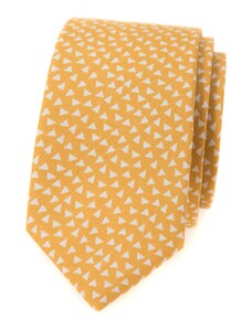 Žltá bavlnená slim kravata s trojuholníkmi Avantgard 571-51035