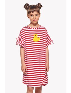 Piskacie Dievčenské šaty s kačičkou, farba pásik červený, veľkosť 104