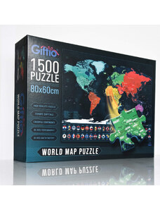 Giftio Puzzle mapa sveta, 1500 dielikov