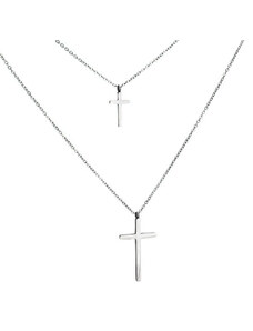 BM Jewellery Náhrdelník krížik dvojitý z chirurgickej ocele S11108070