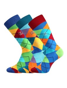 DIKARUS klasické bavlnené vzorované ponožky Lonka - KÁRO