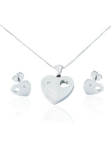 BM Jewellery Dámsky set náušnice a retiazka s príveskom srdca z chirurgickej ocele S11131060