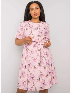 LAKERTA Svetlo-ružové PLUS SIZE šaty s kvetinovým vzorom