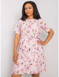 LAKERTA Béžovo-ružové PLUS SIZE šaty s kvetinovým vzorom