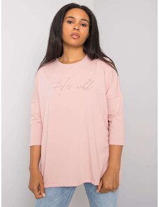 Fashionhunters Dusty pink blouse plus sizes with slit at back