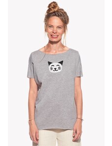 Piskacie Dámske tričko s mačkou, farba sivá, veľkosť xxs