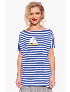 Piskacie Dámske tričko s loďkou, farba pásik modrý, veľkosť xxs