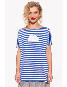 Piskacie Dámske tričko s oblakom, farba pásik modrý, veľkosť xxs