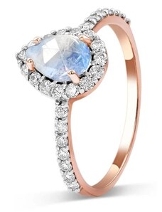 Royal Exklusive Royal Fashion prsteň Kvapka s drahokamom Moonstonom 14k ružové zlato Vermeil GU-DR8699R-ROSEGOLD-MOONSTONE-ZIRCON