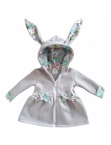 ZuMa Style Dievčenská bunda sivá so vzorom TYRKYSOVÉ KVETY - 98, Sivá