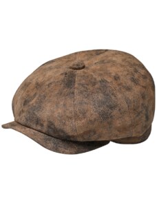 Fiebig - Headwear since 1903 Pánska kožená 8-dielna bekovka s podšívkou - hnedá kožená bekovka