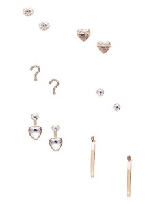 GUESS náušnice Gold-Tone Heart Earrings Set