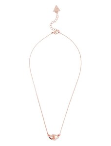 GUESS náhrdelník Rose Gold-tone Interlocking Heart Necklace