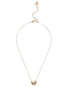 GUESS náhrdelník Gold-Tone Dainty Heart Charm Necklace