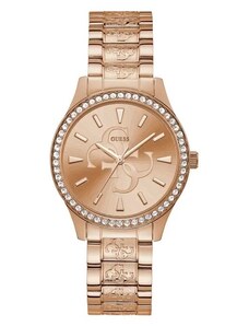 GUESS hodinky Rose Gold-Tone Quattro G Analog Watch
