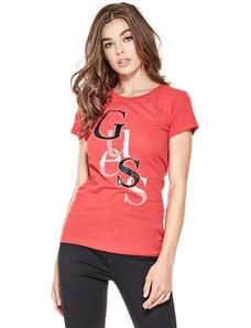GUESS tričko Irisa Staggered Logo Tee červené