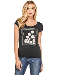 GUESS tričko Lily Floral Graphic Tee čierne