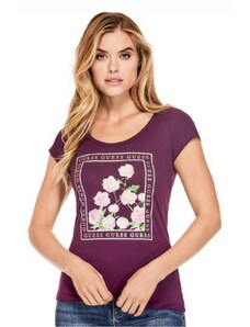 GUESS tričko Lily Floral Graphic Tee purple