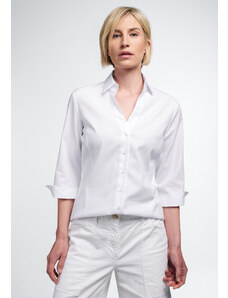 Dámska žakárová biela košeľa s 3/4 rukávom ETERNA Regular 100% bavlna Easy iron