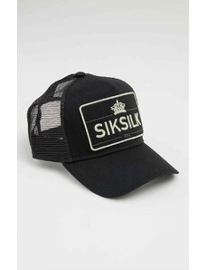 Šiltovka SikSilk Crown Patch Trucker - Black