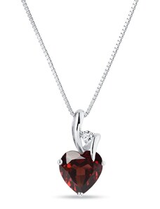 Zlatý náhrdelník srdce s granátom a diamantom KLENOTA K0046032
