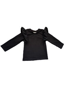 Mania Nitkowania Dievčenské tričko s volánmi na ramenách čierne - 104, čierna