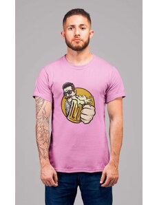 MMO Pánske tričko Chlap s pivom v ruke Vyberte farbu: Ružová, Vyberte veľkosť: XS