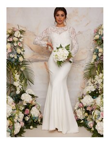 Chi Chi London Dlhé svadobné šaty s čipkovaným topom