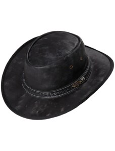 Kožený čierny western klobúk - Stars and Stripes kožený klobúk Wylie