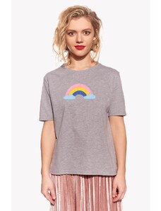 Piskacie Dámske tričko s dúhou, farba sivá, veľkosť xs