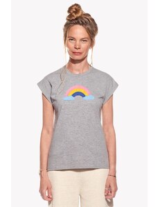 Piskacie Dámske tričko s dúhou, farba sivá, veľkosť xxs