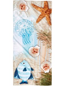 bonprix Plážový uterák s námorníckou potlačou, farba modrá